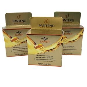 Pantene Gold Series Pro-V Edge Tamer Lot of 3 Argan Oil Hair Styling 2.6 oz each